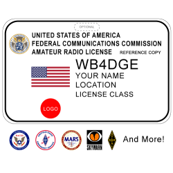 Printed Amateur Radio Badge w/ US Flag