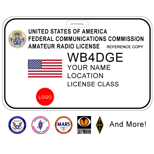 Printed Amateur Radio Badge w/ US Flag