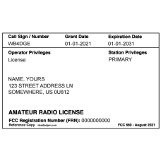 Amateur Radio License Wallet Card
