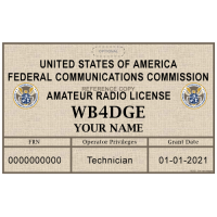 Printed Amateur Radio License Badge